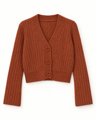 Rust women's preloved heavy button cardigan, VW-HBC289