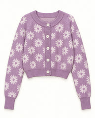 Lilac & Blush Pink women's preloved heavy button cardigan, VW-HBC292