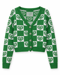 Green women's preloved heavy button cardigan, VW-HBC294