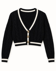 Charcoal Grey & Taupe women's preloved heavy button cardigan, VW-HBC295