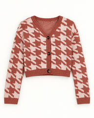 Blush Pink & Coral women's preloved heavy button cardigan, VW-HBC299