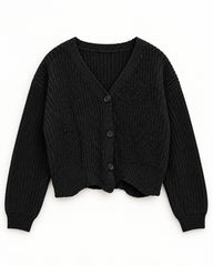 Black & Olive women's preloved heavy button cardigan, VW-HBC30