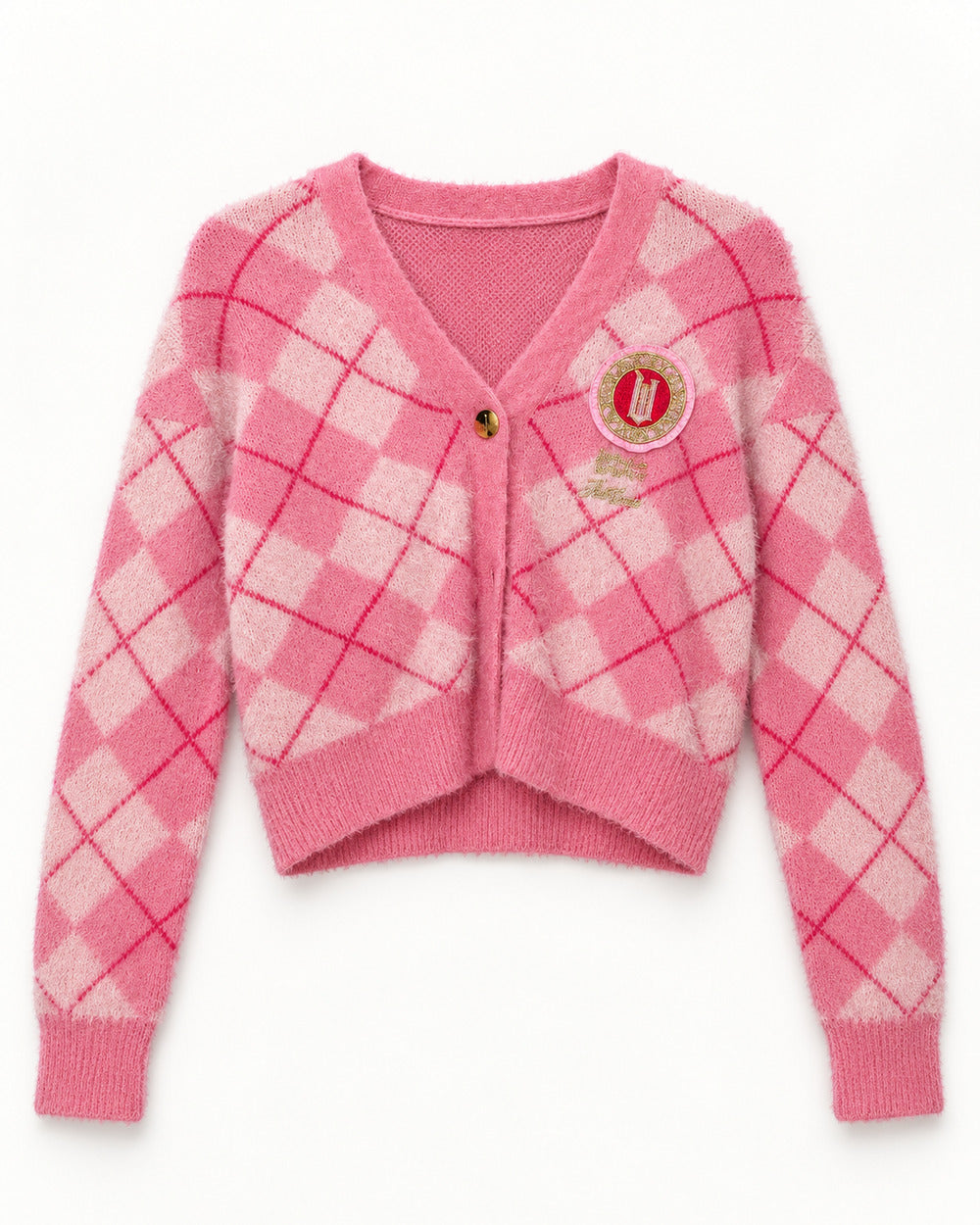 Pink & Blush Pink women's preloved heavy button cardigan, VW-HBC301