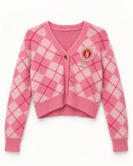 Pink & Blush Pink women's preloved heavy button cardigan, VW-HBC301
