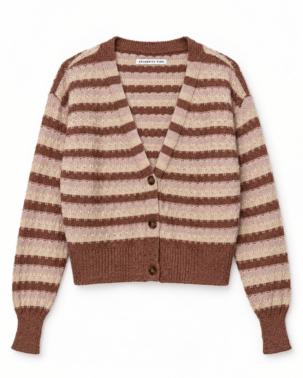 Beige & Taupe women's preloved heavy button cardigan, VW-HBC303