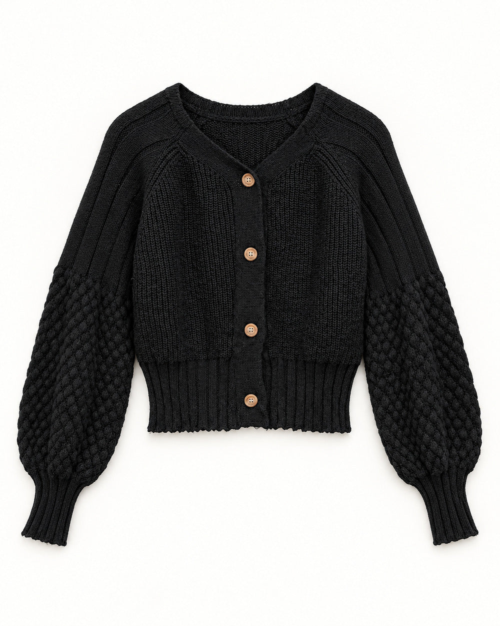 Black & Charcoal Grey women's preloved heavy button cardigan, VW-HBC32