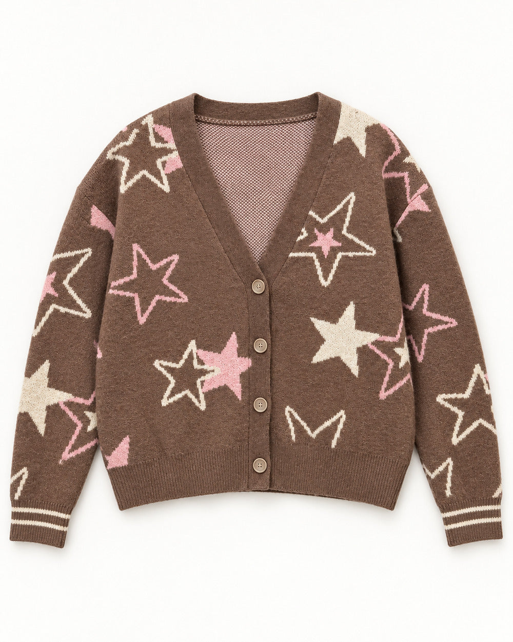 Brown & Taupe women's preloved heavy button cardigan, VW-HBC36