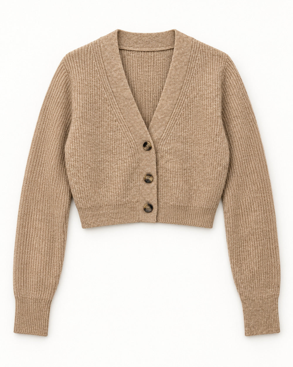 Beige women's preloved heavy button cardigan, VW-HBC39