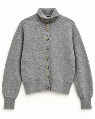 Taupe women's preloved heavy button cardigan, VW-HBC42