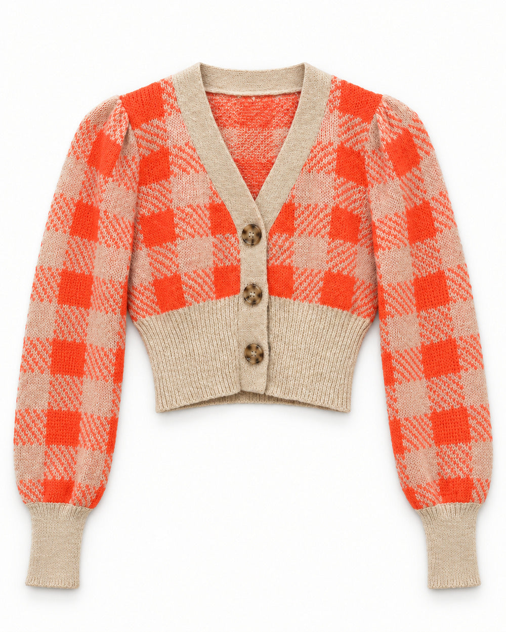 Orange women's preloved heavy button cardigan, VW-HBC44