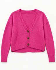 Hot Pink women's preloved heavy button cardigan, VW-HBC46