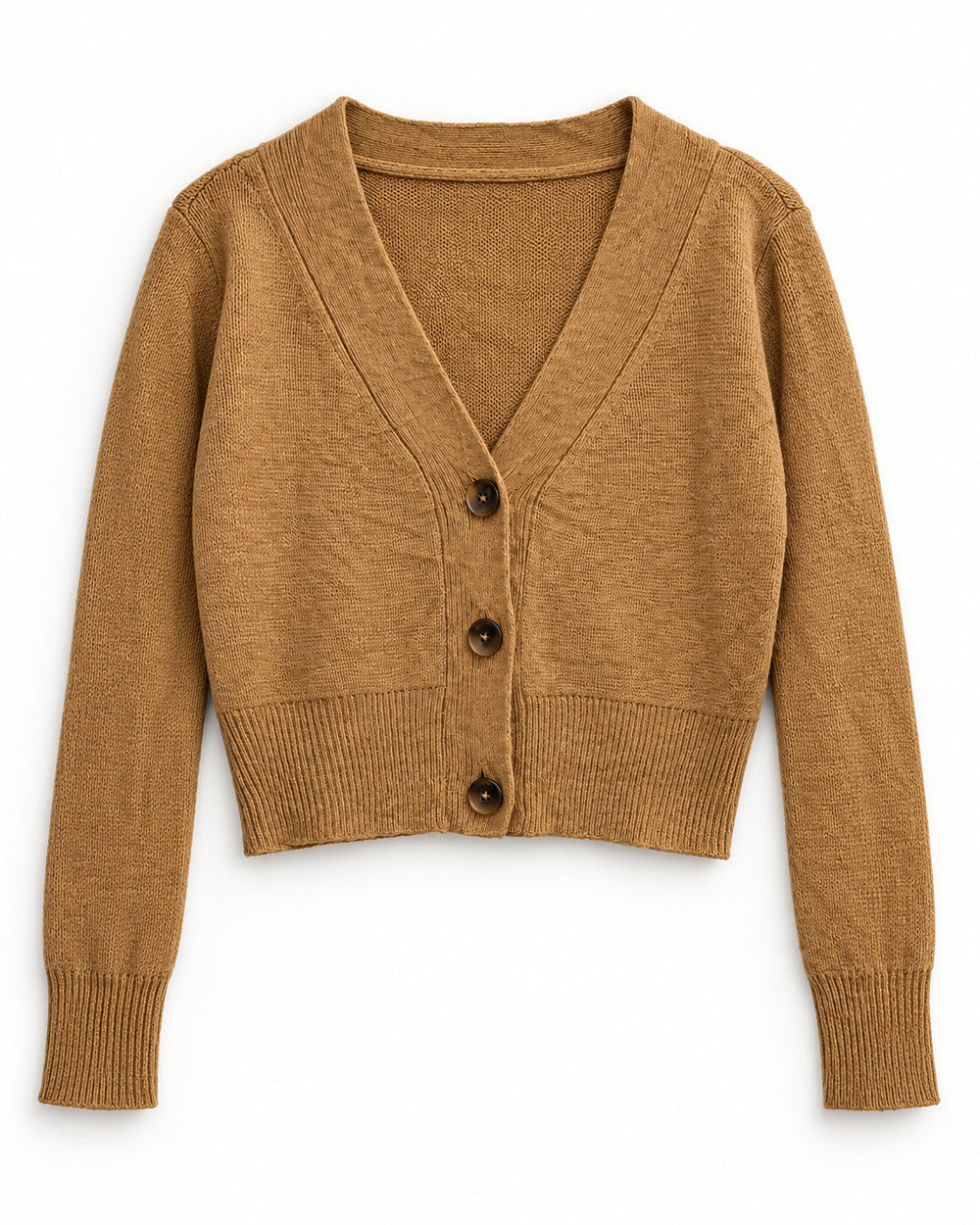 Camel & Beige women's preloved heavy button cardigan, VW-HBC50