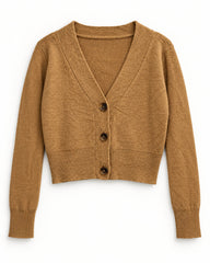 Camel & Beige women's preloved heavy button cardigan, VW-HBC50