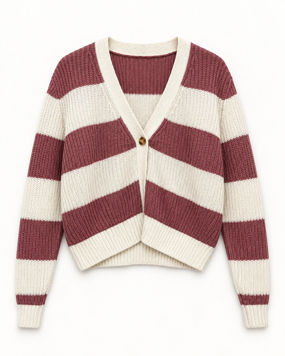 Brown & Pink women's preloved heavy button cardigan, VW-HBC52