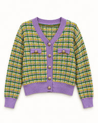 Lilac & Mint Green women's preloved heavy button cardigan, VW-HBC59