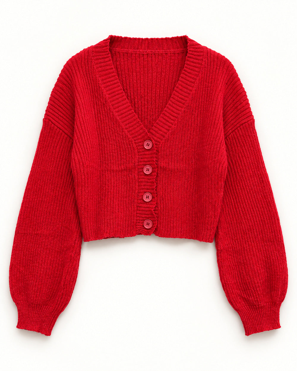 Red women's preloved heavy button cardigan, VW-HBC65