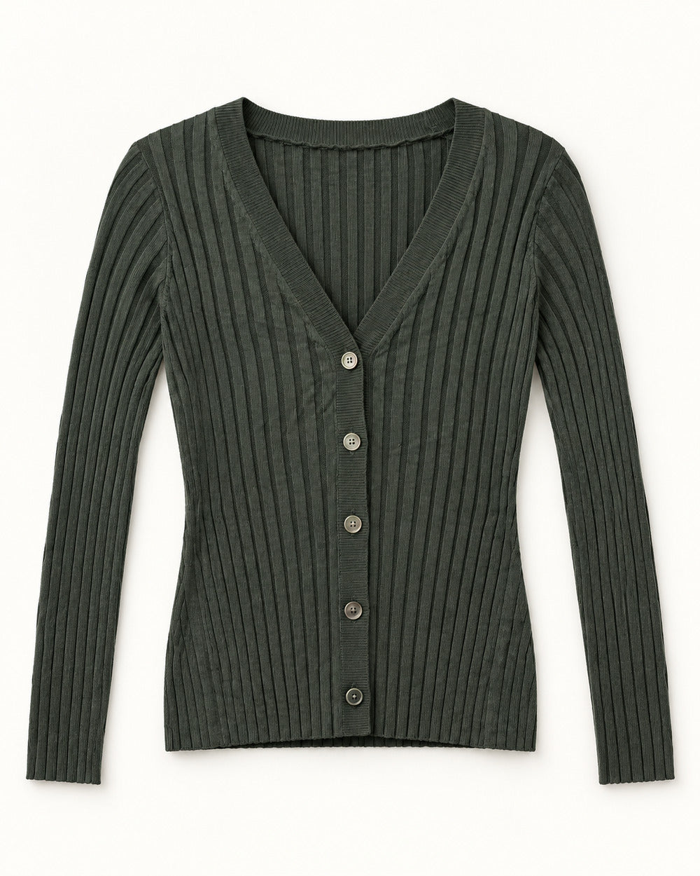 Olive women's preloved heavy button cardigan, VW-HBC67