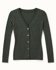 Olive women's preloved heavy button cardigan, VW-HBC67
