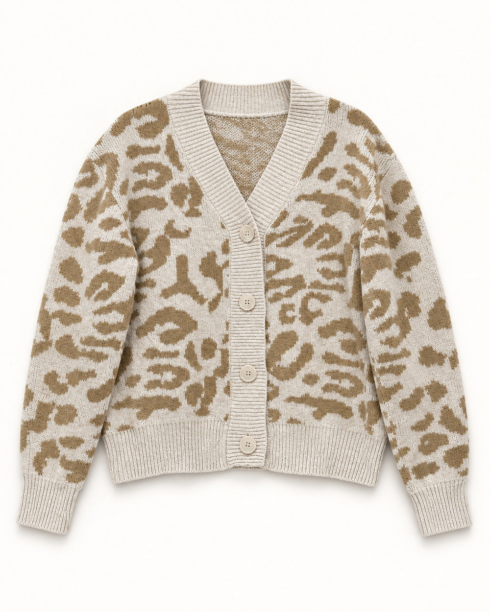 Beige women's preloved heavy button cardigan, VW-HBC68
