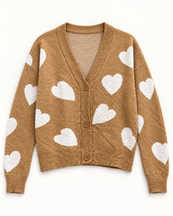 Camel women's preloved heavy button cardigan, VW-HBC70