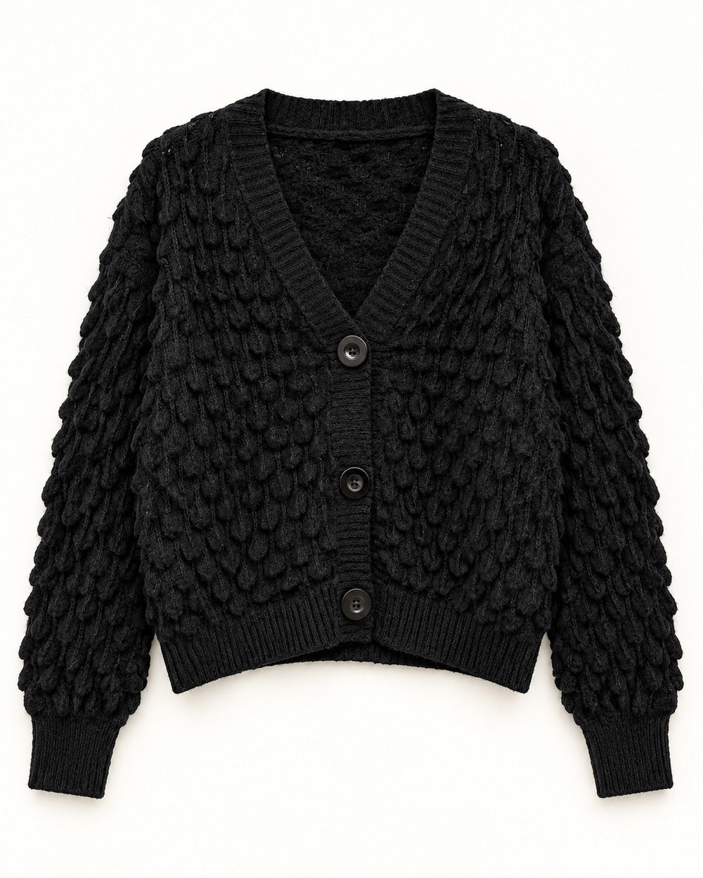 Black & Charcoal Grey women's preloved heavy button cardigan, VW-HBC72