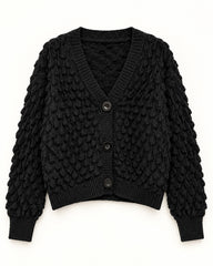 Black & Charcoal Grey women's preloved heavy button cardigan, VW-HBC72