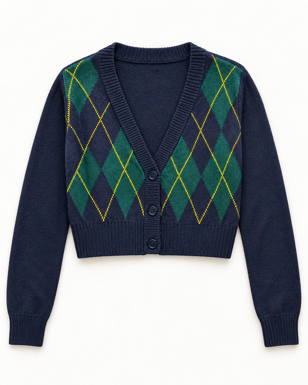 Navy & Teal women's preloved heavy button cardigan, VW-HBC83