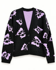 Charcoal Grey & Forest Green women's preloved heavy button cardigan, VW-HBC85