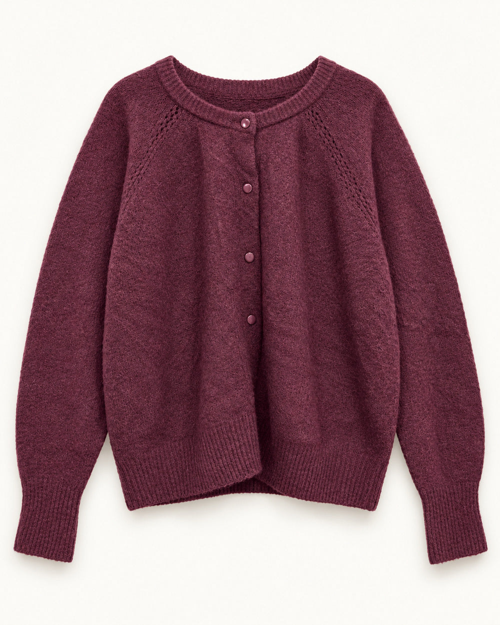 Burgundy women's preloved heavy button cardigan, VW-HBC86