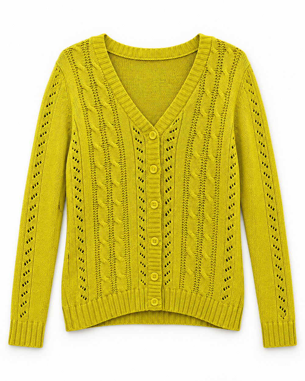Mustard women's preloved heavy button cardigan, VW-HBC89