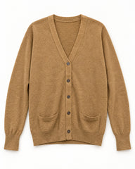 Camel women's preloved heavy button cardigan, VW-HBC90
