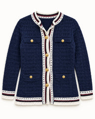 Navy women's preloved heavy button cardigan, VW-HBC93