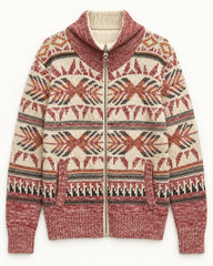 Brown & Coral women's preloved heavy button cardigan, VW-HBC97