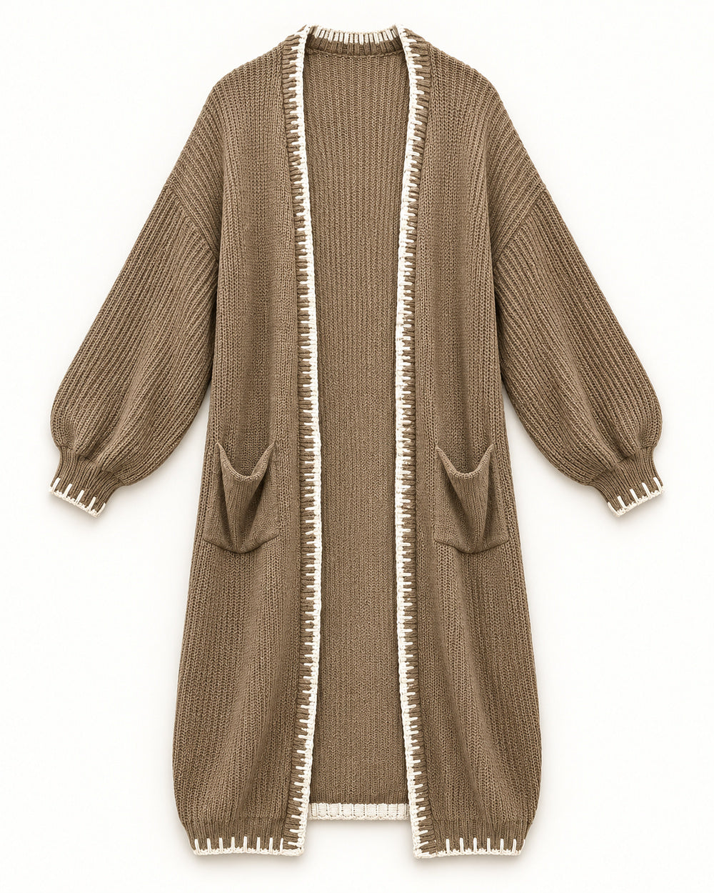 Taupe & Brown women's preloved long cardigan, VW-LC04