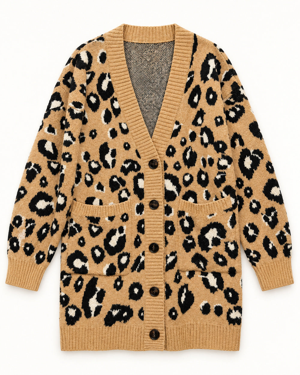 Camel & Charcoal Grey women's preloved long cardigan, VW-LC08