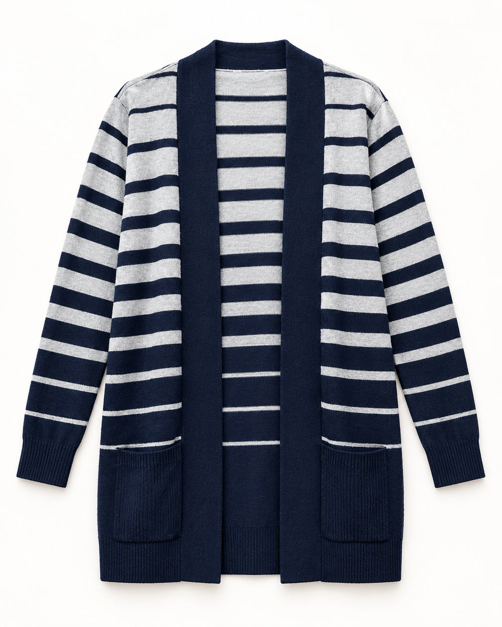 Navy & Grey women's preloved long cardigan, VW-LC20