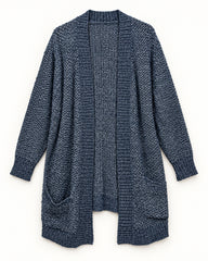 Charcoal Grey & Navy women's preloved long cardigan, VW-LC21