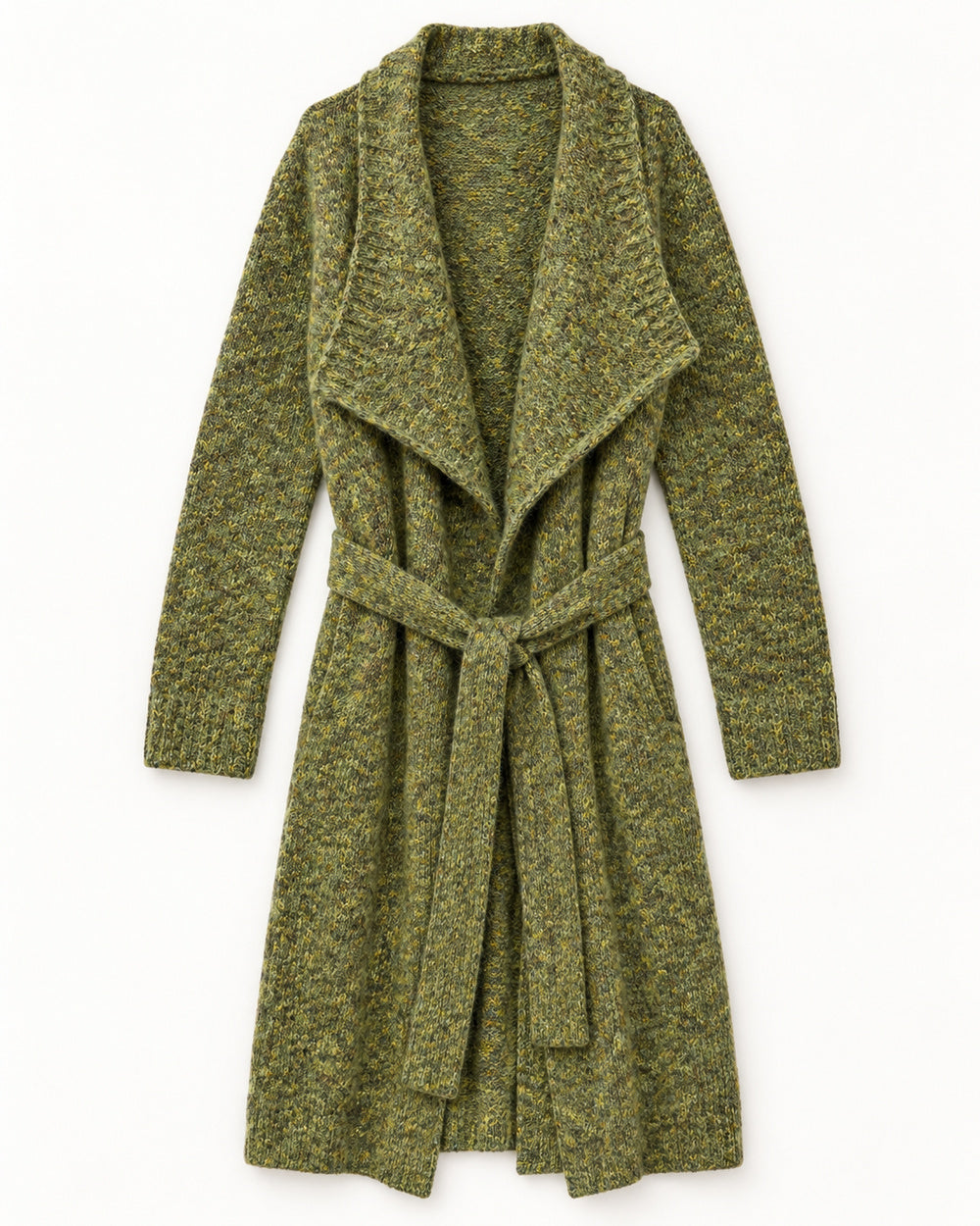 Olive & Beige women's preloved long cardigan, VW-LC28