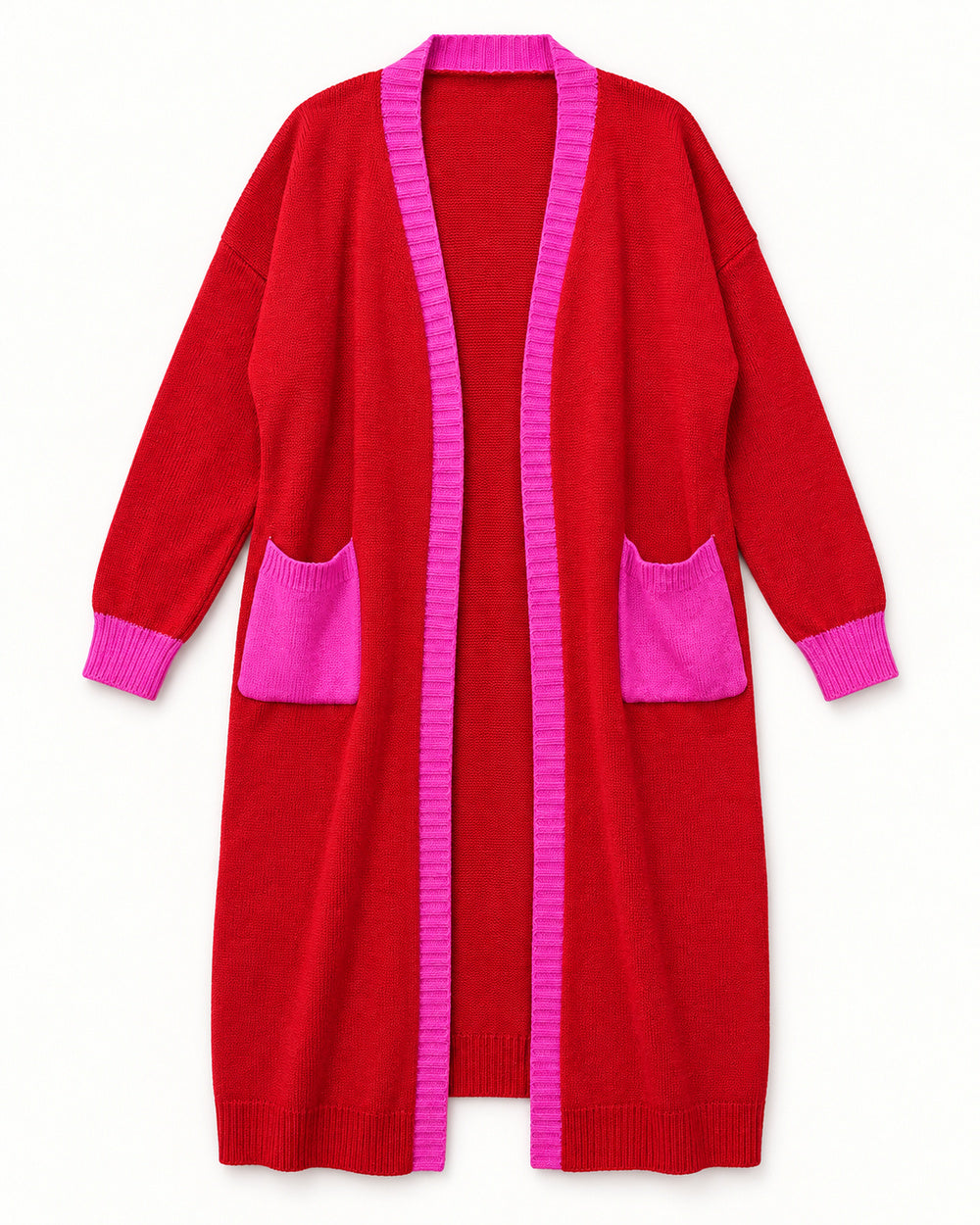 Red & Hot Pink women's preloved long cardigan, VW-LC29