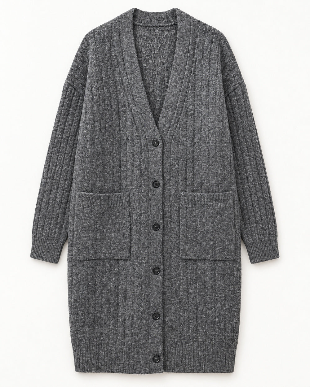 Charcoal Grey women's preloved long cardigan, VW-LC30