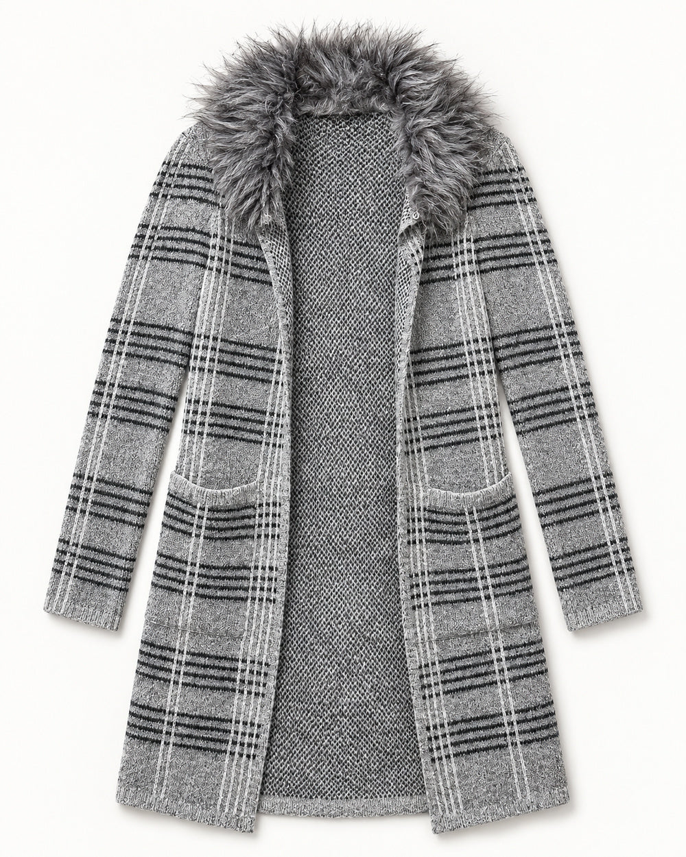 Black & Grey women's preloved long cardigan, VW-LC36