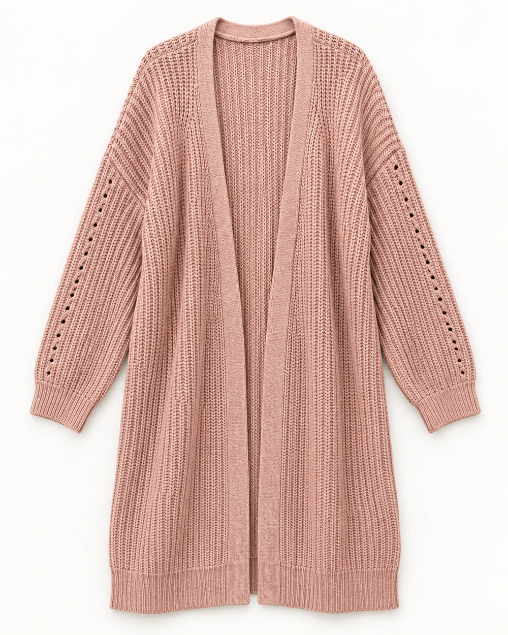 Blush Pink & Taupe women's preloved long cardigan, VW-LC37