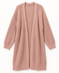 Blush Pink & Taupe women's preloved long cardigan, VW-LC37