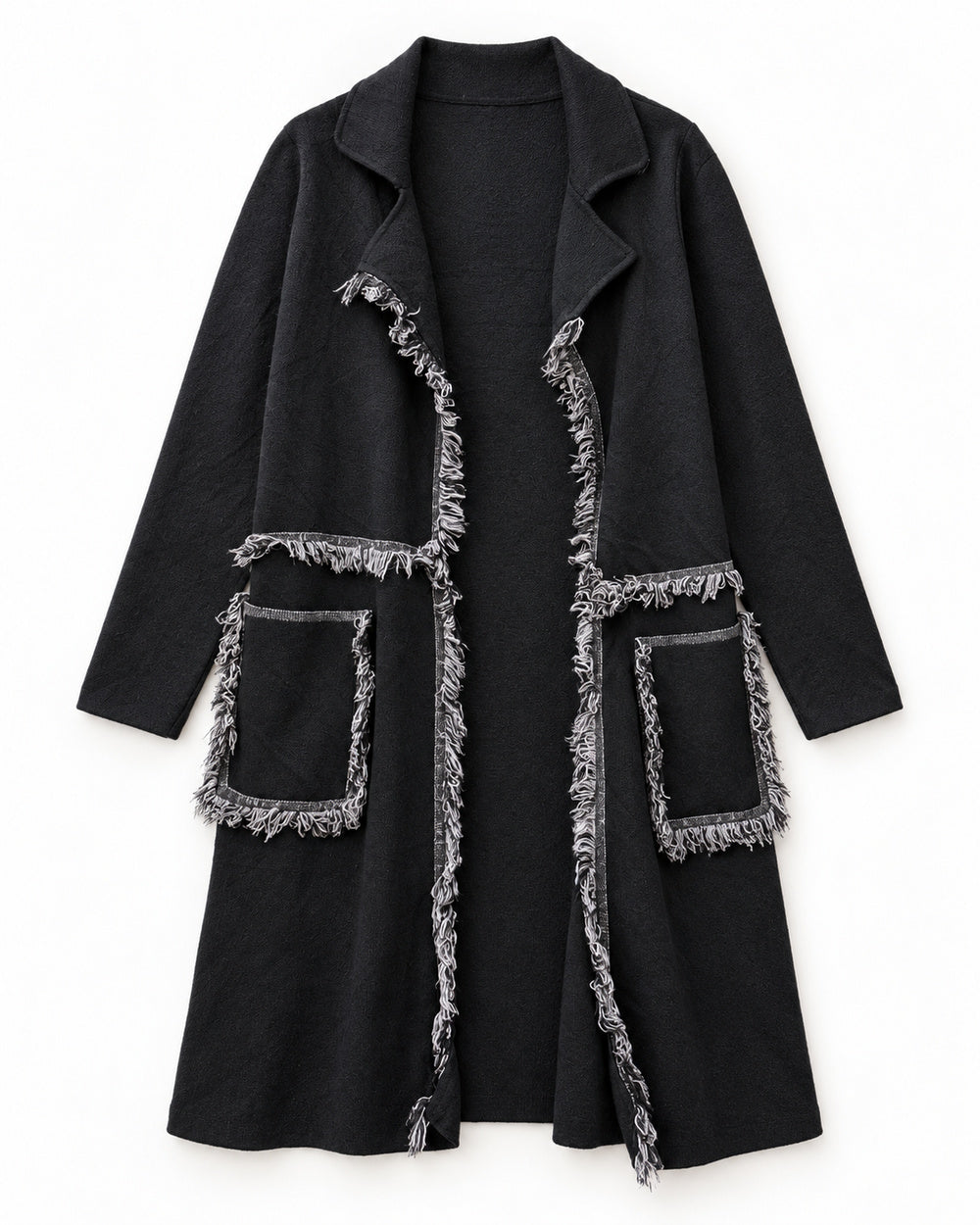 Charcoal Grey & Black women's preloved long cardigan, VW-LC44