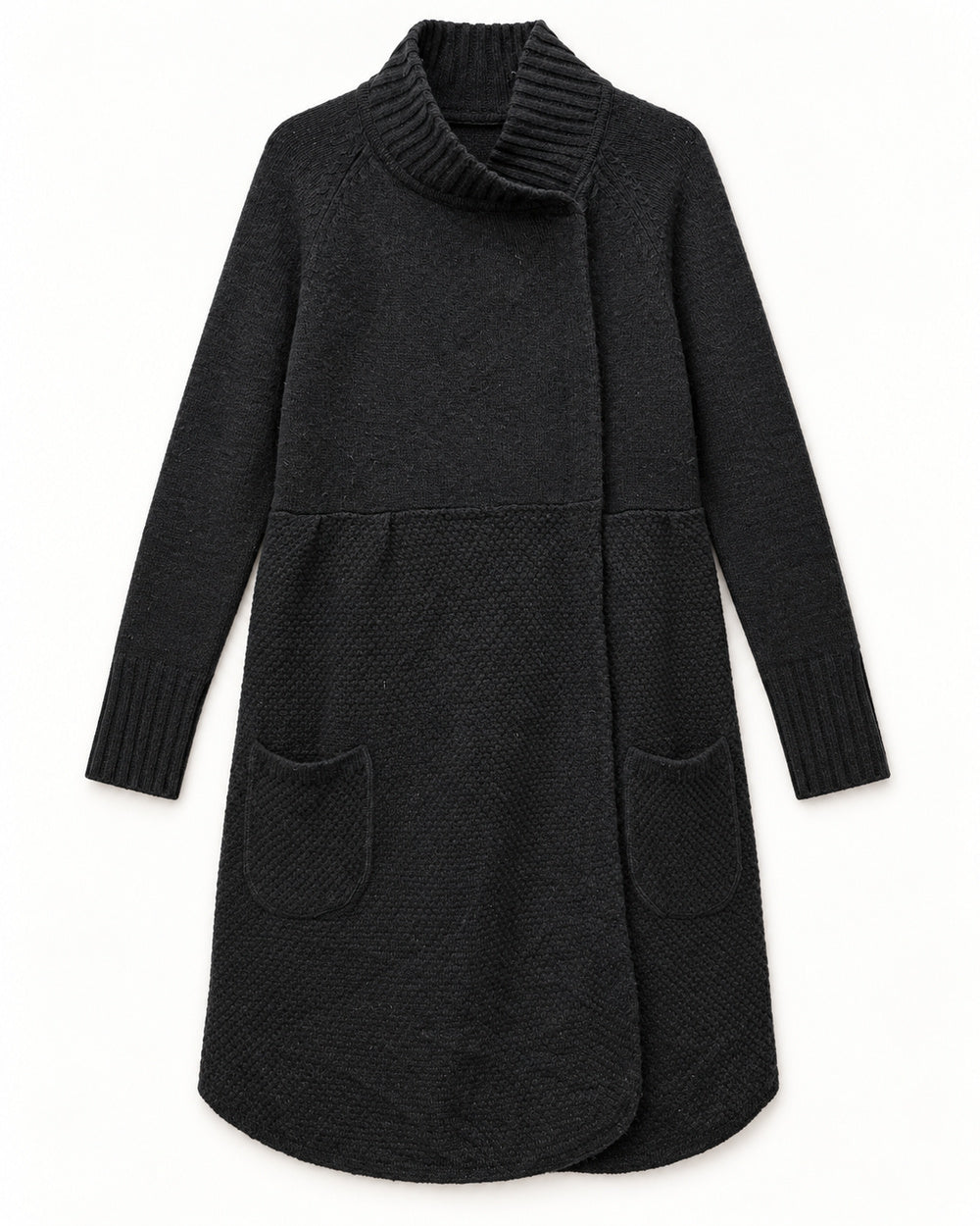 Charcoal Grey & Black women's preloved long cardigan, VW-LC46