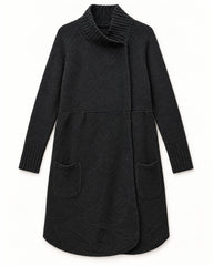 Charcoal Grey & Black women's preloved long cardigan, VW-LC46