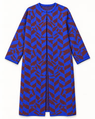 Blue & Burgundy women's preloved long cardigan, VW-LC48