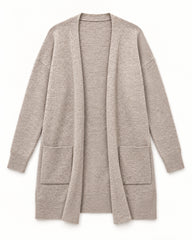 Taupe women's preloved long cardigan, VW-LC49