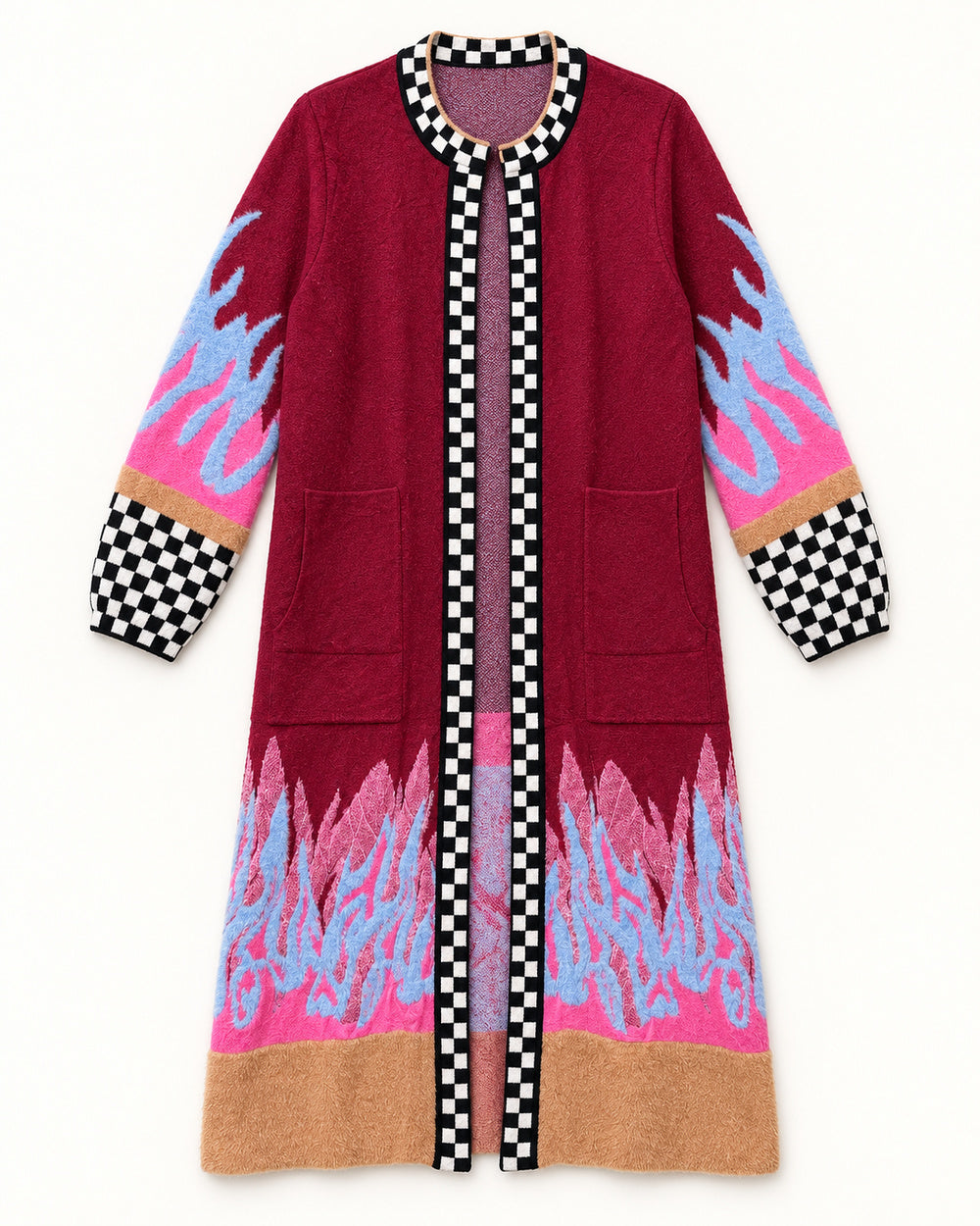 Red & Powder Blue women's preloved long cardigan, VW-LC54