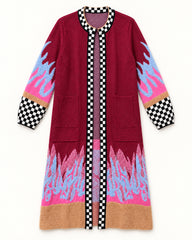 Red & Powder Blue women's preloved long cardigan, VW-LC54
